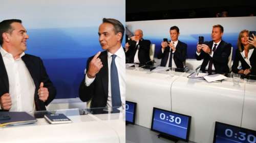 Debate: Τα χαμόγελα μεταξύ Μητσοτάκη-Τσίπρα, ο &quot;σφιγμένος&quot; Ανδρουλάκης και οι selfies των δημοσιογράφων [Εικόνες]