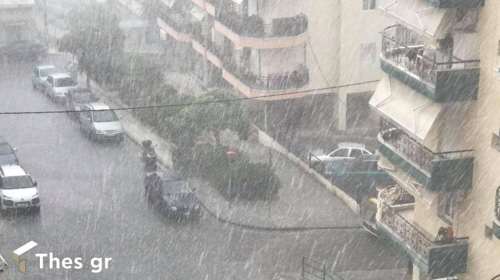 Καταιγίδα από χαλάζι σε Θεσσαλονίκη, Φλώρινα, και Λάρισα - Πτώσεις δέντρων και δρόμοι ποτάμια