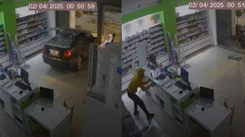 Βίντεο ντοκουμέντο από ληστεία σε φαρμακείο στη Μαγούλα: Μπούκαραν με το αμάξι - Σε 25΄΄ εξαφανίστηκαν