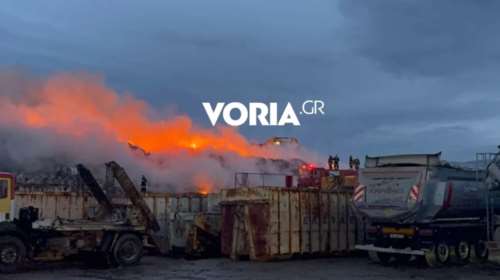 Θεσσαλονίκη: Φωτιά σε εταιρεία με ανακυκλώσιμα υλικά στα Διαβατά [βίντεο]