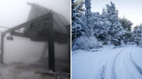 Ήρθαν τα χιόνια - Στα λευκά &quot;ντύθηκαν&quot; Παρνασσός και Βελούχι - Παγετός στα ορεινά της χώρας [Βίντεο]