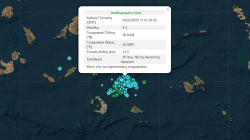 Νέος σεισμός 4,3 Ρίχτερ μεταξύ Σαντορίνης και Αμοργού