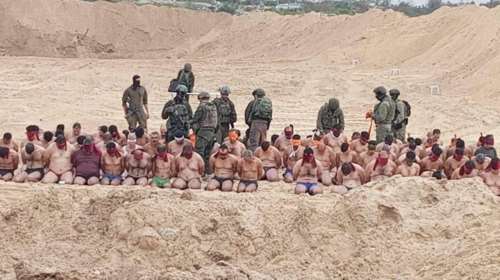 Εικόνες με ύποπτους για συμμετοχή στη Χαμάς που παραδόθηκαν στον ισραηλινό στρατό: Γυμνοί με δεμένα μάτια και χέρια