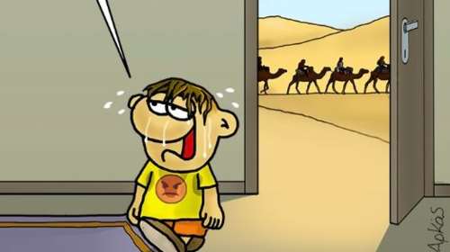 Αρκάς: Το χιουμοριστικό σκίτσο με τον Θανάσακη στον καύσωνα και... τις καμήλες της ερήμου