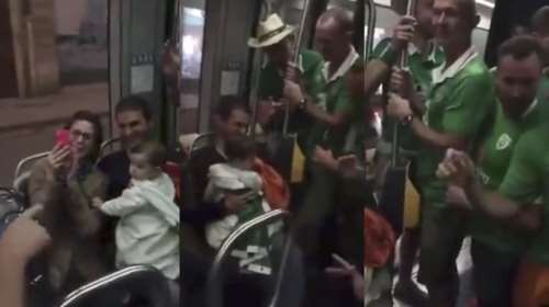 Τρελαμένοι ιρλανδοί φίλαθλοι νανουρίζουν μωρό σε γαλλικό τρένο videο