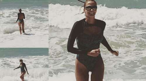 Ετσι δαμάζει τα κύματα η Aλέκα Καμηλά - οι νέες φωτο στην παραλία