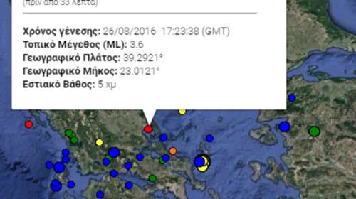 3,6 Ρίχτερ στον Βόλο μετά τα 4 Ρίχτερ στην Εύβοια