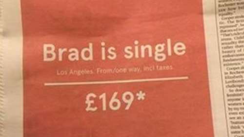 Η πιο πρωτότυπη διαφήμιση για πτήση στο LA: Ο Μπραντ είναι μόνος