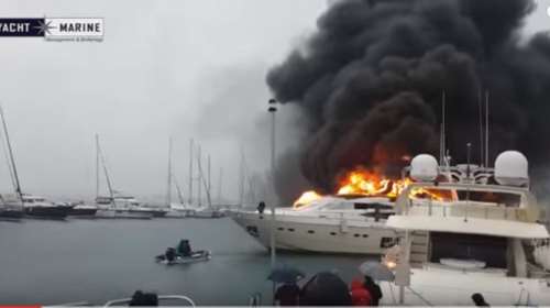 Μπουρλότο έγινε σούπεργιοτ ρώσου επιχειρηματία  σε τουρκική μαρίνα βίντεο