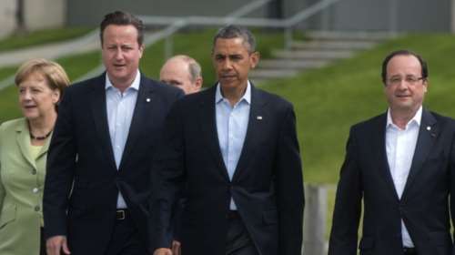 Τηλεδιάσκεψη Ομπάμα, Μέρκελ, Ολάντ, Κάμερον για το προσφυγικό