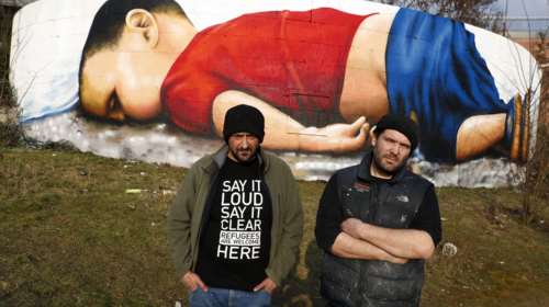 Ενα τεράστιο γκραφίτι για τον Αϊλάν στη Φρανκφούρτη