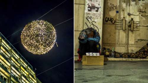 Αστεγοι δίπλα στα λαμπιόνια: Οι δύο όψεις της Χριστουγεννιάτικης Αθήνας