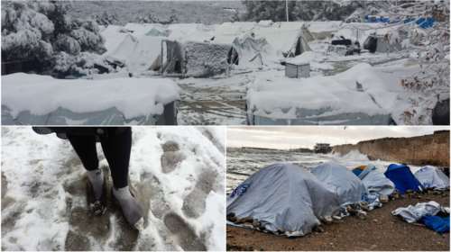 Σκηνές ντροπής για την Ελλάδα από την κακοκαιρία στα hot spots