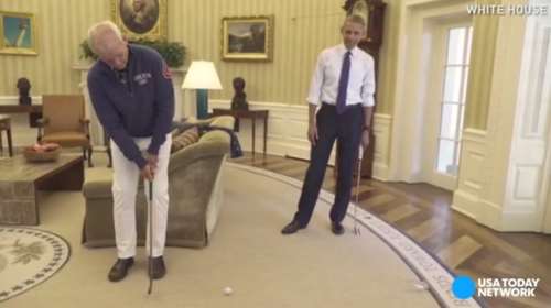 Απολαυστικό βίντεο: Ομπάμα και Μπιλ Μάρεϊ παίζουν γκολφ στο Οβάλ Γραφείο