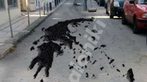 H «επική» ασφαλτόστρωση με... μπαλώματα στην Καλαμαριά που έγινε viral