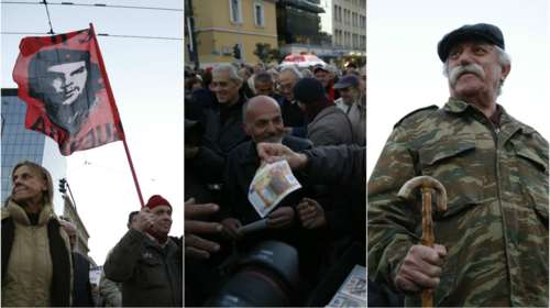 Συνταξιούχοι με γκλίτσες &amp; Τσε καίνε...λεφτά στους δρόμους φωτό