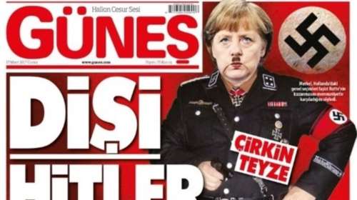 Προκλητικό τουρκικό πρωτοσέλιδο με τη Μέρκελ ως Χίτλερ