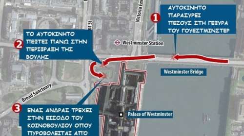 Λονδίνο: Η επίθεση σε ένα γράφημα - Η πορεία του αυτοκινήτου