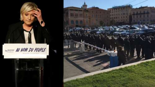 Σοβαρά επεισόδια έξω από προεκλογική συγκέντρωση της Λεπέν