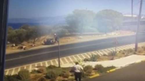 Κρήτη: Καρέ - καρέ η σφοδρή σύγκρουση γουρούνας σε στύλο Βίντεο