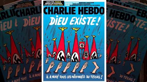 Το Charlie Hebdo προκαλεί:Ο Θεός έπνιξε τους νεοναζί του Τέξας