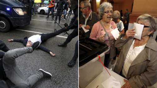 Καρέ καρέ τα βίαια επεισόδια στην Καταλονία για το δημοψήφισμα