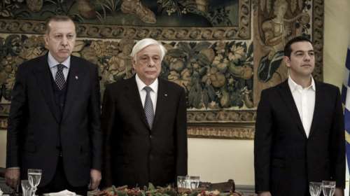 Σε εξέλιξη το δείπνο στο Προεδρικό Μέγαρο για τον Ερντογάν