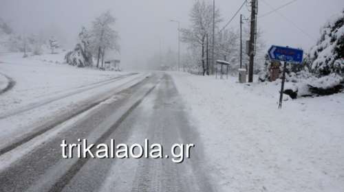 Σφοδρή χιονόπτωση στα ορεινά των Τρικάλων - Εικόνες