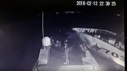 Η στιγμή του εμβολισμού του "Γαύδος" από το τουρκικό πλοίο