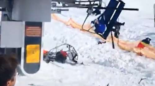 Η τρομακτική στιγμή που βλάβη σε chairlift εκσφενδονίζει σκιέρ