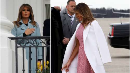 Σε ροζ και γαλάζιες αποχρώσεις η Μελάνια Τραμπ στον Λευκό Οίκο