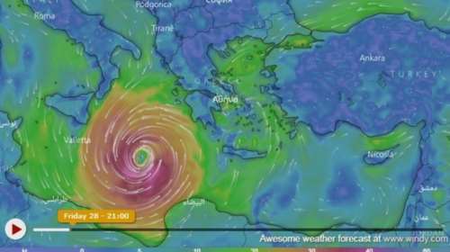 Δείτε live την πορεία του κυκλώνα «Ζορμπά»