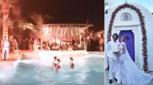 Μέχρι και συγχρονισμένη κολύμβηση έβαλε στον γάμο της η Οικονομάκου [video]