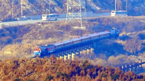 Εγκαίνια του έργου για τον σιδηρόδρομο Βόρειας  Νότιας Κορέας