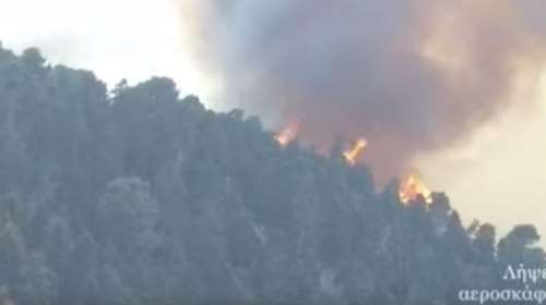 H φωτιά στην Εύβοια από drone της Πυροσβεστικής