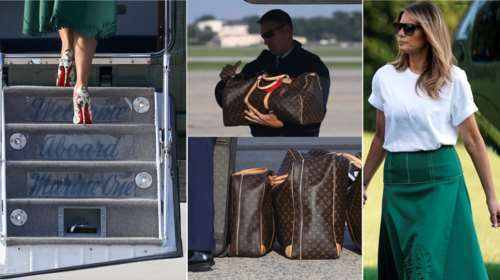 Μελάνια Τραμπ: Με αμέτρητες Louis Vuitton και φλοράλ Louboutin στιλέτο