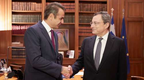 Η συνάντηση του Κυριάκου Μητσοτάκη με τον Μάριο Ντράγκι