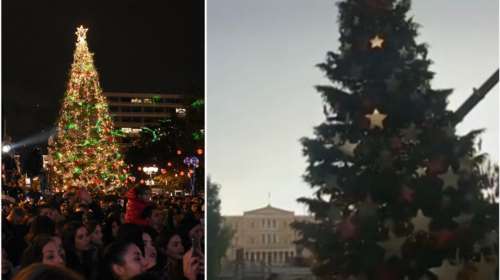 Το δέντρο της Πίζας: Γέρνει τώρα το χριστουγεννιάτικο δέντρο στο Σύνταγμα