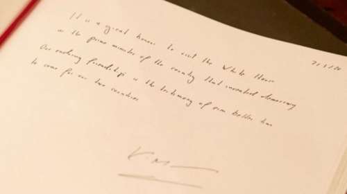 Τι έγραψε ο πρωθυπουργός στο βιβλίο επισκεπτών του Λευκού Οίκου [εικόνα]