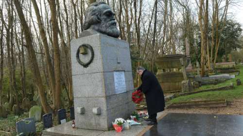 Με υψωμένη γροθιά στον τάφο του Καρλ Μαρξ ο Κουτσούμπας