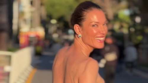 Το ταφταδένιο φόρεμα της Βίκυς Καγιά στις Κάννες: Σούπερ μίνι με στράπλες μπούστο και τεράστια ουρά