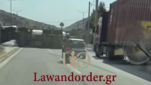 Διακόπηκε η κυκλοφορία στο Σχιστό - Ανατράπηκε βυτιοφόρο με υγραέριο [βίντεο]