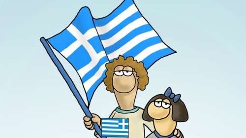 Η καλημέρα του Αρκά για την 28η Οκτωβρίου - Το σκίτσο με τη σημαία ψηλά