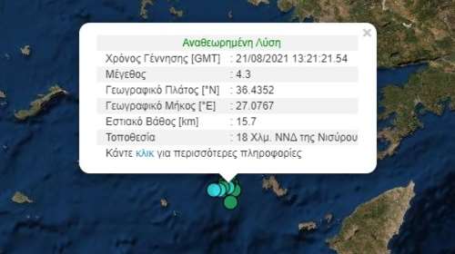 Σεισμός: Στο χορό των Ρίχτερ η Νίσυρος - Νέα δόνηση 4,3 βαθμών