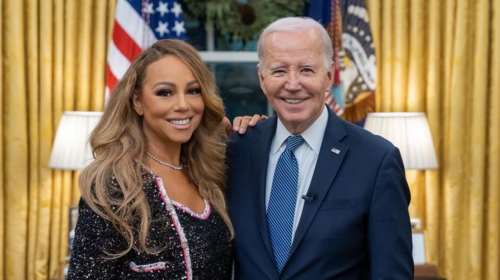 Η Μαράια Κάρεϊ στον καταστόλιστο Λευκό Οίκο ποζάρει με τον... θαυμαστή της Τζο Μπάιντεν