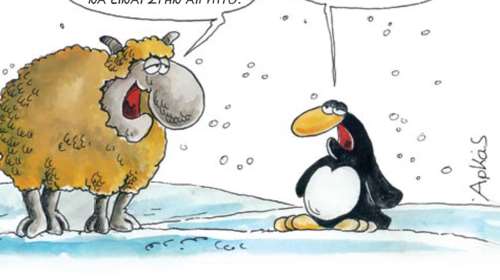 Αρκάς: Η ξεκαρδιστική παγωμένη &quot;καλημέρα&quot; με το χελιδόνι που έγινε... πιγκουίνος