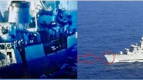 Φωτογραφία ντοκουμέντο με τη ζημιά στο Kemal  Reis από τη φρεγάτα &quot;Λήμνος&quot;