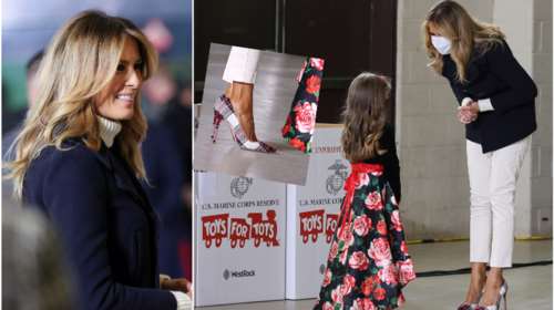 Μελάνια Τραμπ: Τολμηρός συνδυασμός με cigarette παντελόνι &amp; γόβες Manolo Blahnik - Τελευταίες εμφανίσεις ως Πρώτη Κυρία