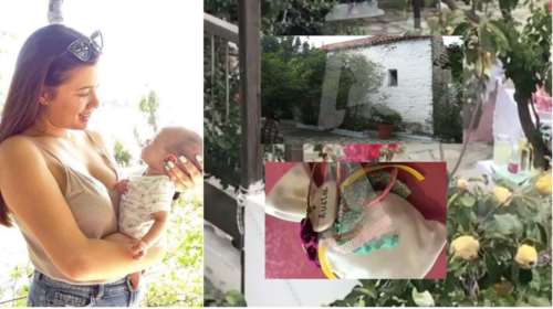 Η βάφτιση της μικρής Λυδίας: Η λιτή μπομπονιέρα και το πέτρινο εκκλησάκι με τον κήπο [Εικόνες - Βίντεο]