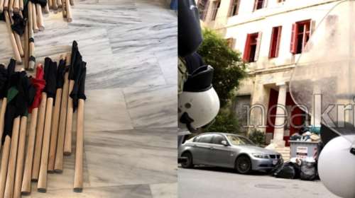 Ηράκλειο: Καδρόνια, σφυριά και μάσκες στην κατάληψη &quot;Ευαγγελισμός&quot; - 6 συλλήψεις για την επίθεση στον Βορίδη